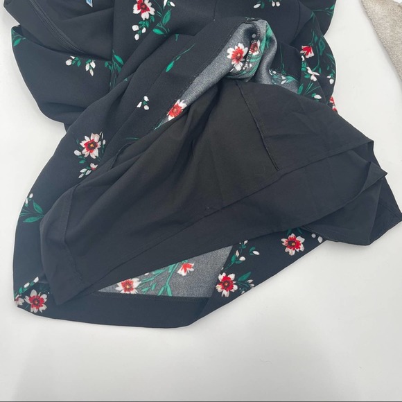 DRAPER JAMES Dress Black Floral Printed Crepe V-Neck Dress Party Cocktail SZ 10 - Picture 13 of 15
